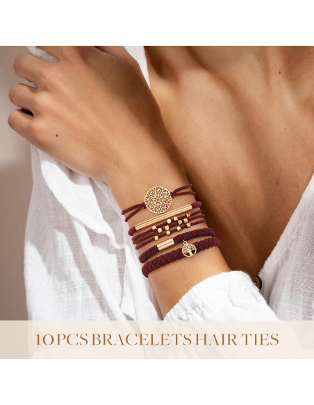 10 Pulseras de Coletas Elásticas Boho SYGY - Sin Daño, Azul