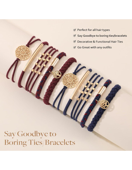 10 Pulseras de Coletas Elásticas Boho SYGY - Sin Daño, Azul