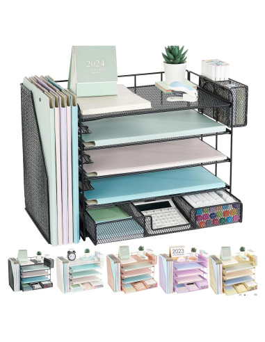 Organizador de Escritorio Youbetia de Malla 5 Niveles Negro