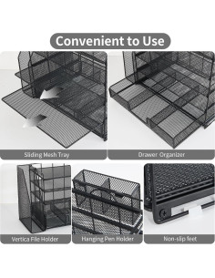 Organizador de Escritorio Youbetia de Malla 5 Niveles Negro 2