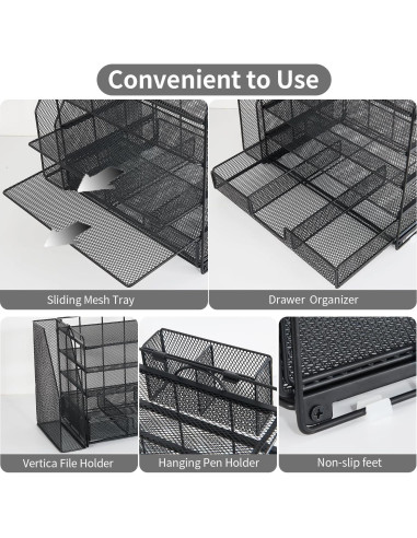 Organizador de Escritorio Youbetia de Malla 5 Niveles Negro