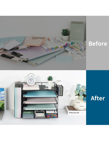 Organizador de Escritorio Youbetia de Malla 5 Niveles Negro