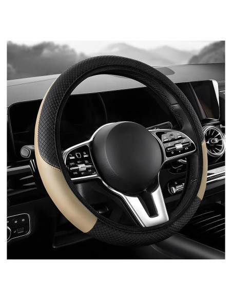 Cubierta de Volante SHMZK 15 Pulgadas Beige Antideslizante