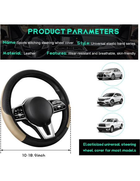 Cubierta de Volante SHMZK 15 Pulgadas Beige Antideslizante