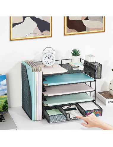 Organizador de Escritorio Youbetia de Malla 5 Niveles Negro