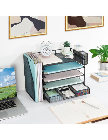 Organizador de Escritorio Youbetia de Malla 5 Niveles Negro