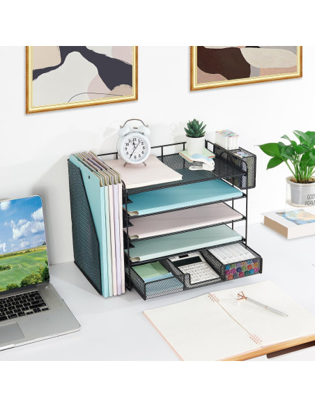 Organizador de Escritorio Youbetia de Malla 5 Niveles Negro