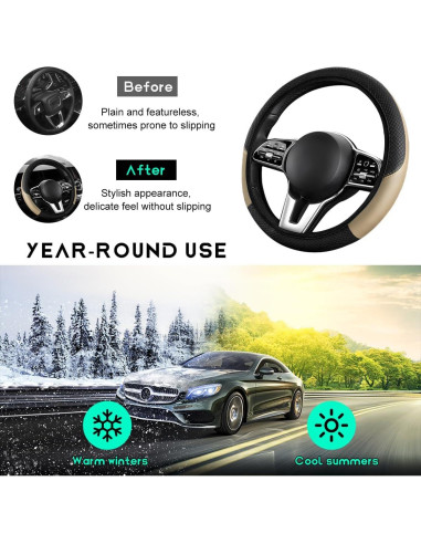 Cubierta de Volante SHMZK 15 Pulgadas Beige Antideslizante