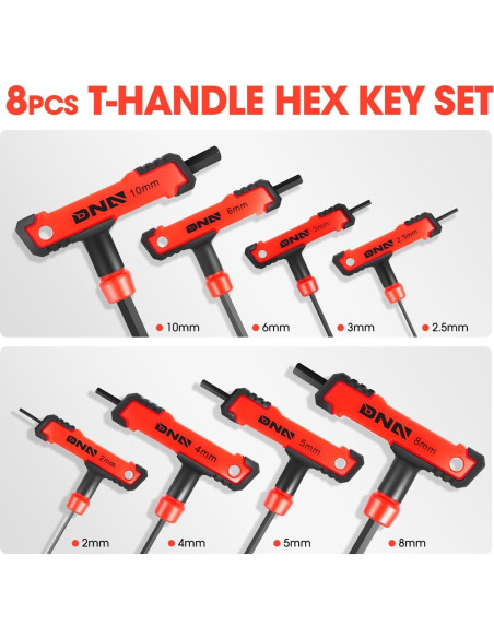 Juego de Llaves Hexagonales T-Handle 8 Piezas DNA MOTORING 2-10mm
