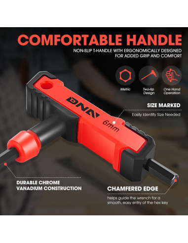 Juego de Llaves Hexagonales T-Handle 8 Piezas DNA MOTORING 2-10mm