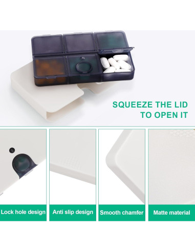 Organizador de Pastillas Portátil Pekox 6 Compartimentos Negro