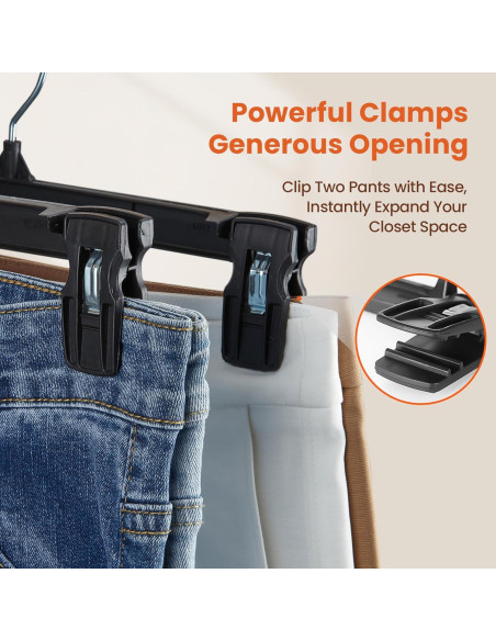 Perchas para Pantalones con Clips Antideslizantes HOUSE DAY - Paquete de 10