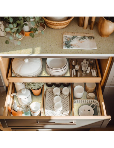 Forro de estantería no adhesivo DwellAid 30.48x152.4 cm beige