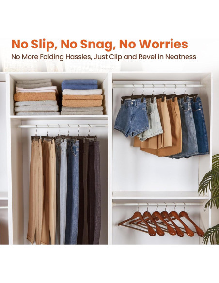 Perchas para Pantalones con Clips Antideslizantes HOUSE DAY - Paquete de 10