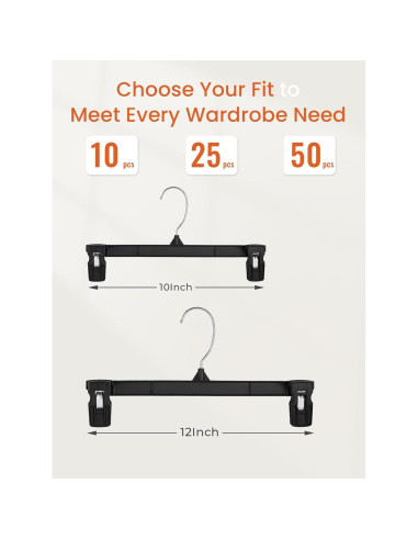 Perchas para Pantalones con Clips Antideslizantes HOUSE DAY - Paquete de 10