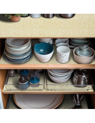 Forro de estantería no adhesivo DwellAid 30.48x152.4 cm beige