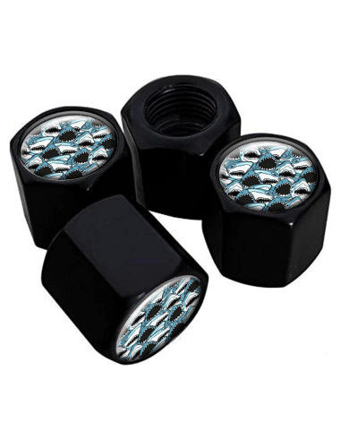 Tapas de Válvula de Neumático GMJzzx 4 Piezas Aluminio Tiburón Enojado