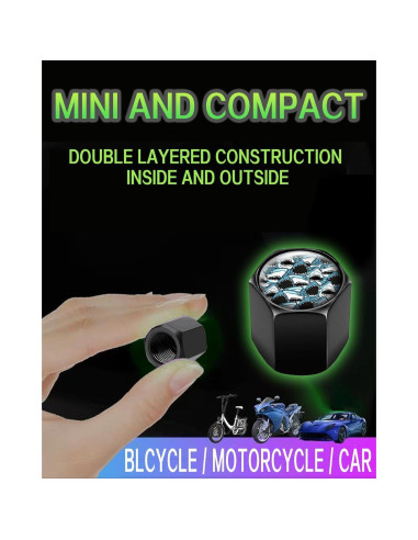 Tapas de Válvula de Neumático GMJzzx 4 Piezas Aluminio Tiburón Enojado