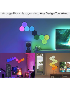 Kit Inteligente Nanoleaf Shapes Hexágonos Negros 9 Pack LED RGBW 2