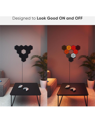 Kit Inteligente Nanoleaf Shapes Hexágonos Negros 9 Pack LED RGBW