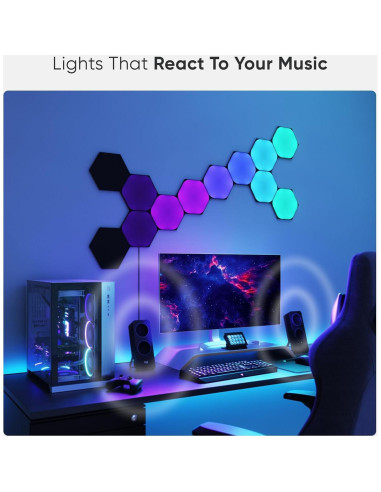 Kit Inteligente Nanoleaf Shapes Hexágonos Negros 9 Pack LED RGBW