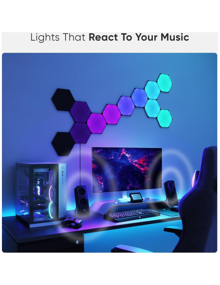Kit Inteligente Nanoleaf Shapes Hexágonos Negros 9 Pack LED RGBW