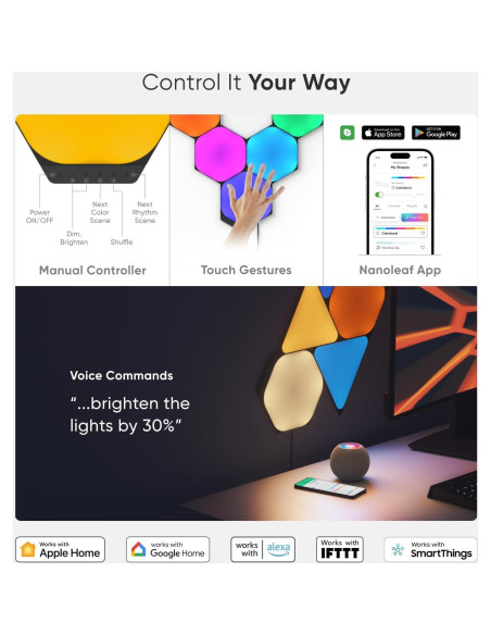 Kit Inteligente Nanoleaf Shapes Hexágonos Negros 9 Pack LED RGBW