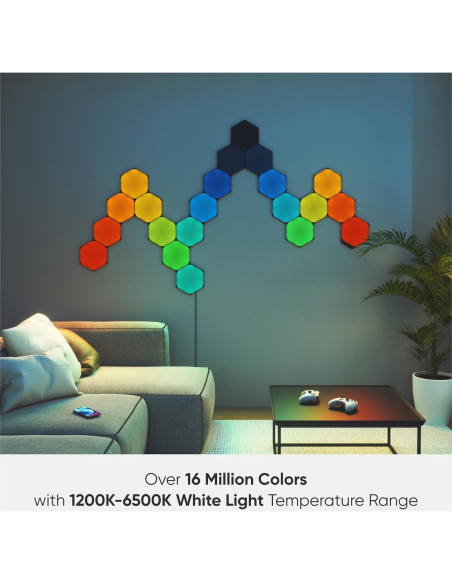 Kit Inteligente Nanoleaf Shapes Hexágonos Negros 9 Pack LED RGBW