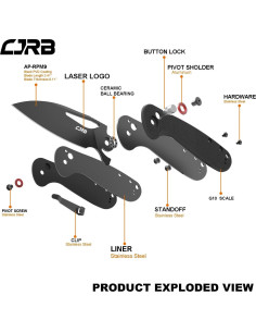 Cuchillo Plegable CJRB Lago 8.66 cm AR-RPM9 Negro EDC 2