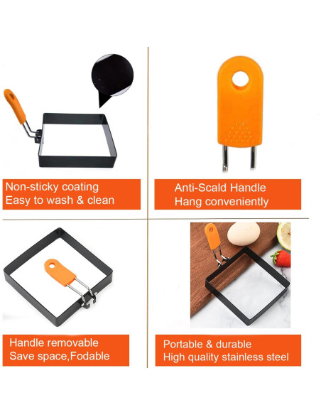 Moldes de Huevo Cuadrados y Redondos Wowitis - 4 Piezas 10 cm