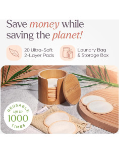 Rondas de Algodón Reutilizables VIVAGO - 20 Piezas 8 cm 2