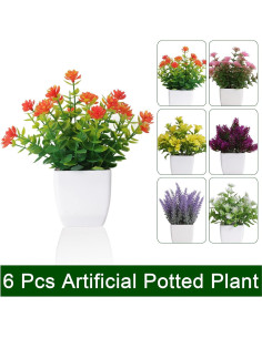 6 Piezas de Flores Artificiales en Maceta Yoratee para Oficina 2