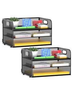 Organizador de Archivos de Malla MINDEPOT 3 Niveles Negro 2 Paquete