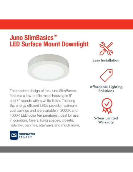 Downlight LED Juno Slim Basics 5" 3000K Blanco Cálido