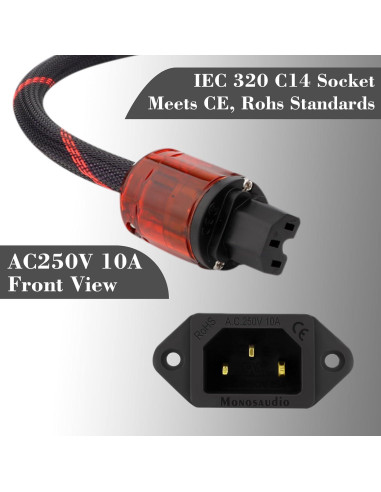 Enchufe de Alimentación AC Monosaudio IEC C14 250V 10A Negro