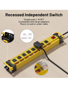 Regleta de 8 Salidas Plug'n con Protección 2700J y Cable 1.83m 2