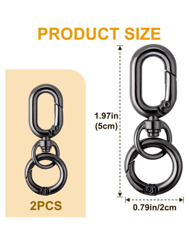 2 Clips de Llave Giratorios Winsyison de Zinc Negro 5x2 cm