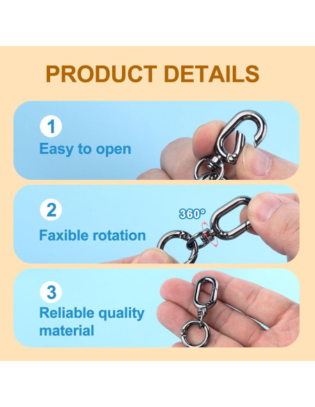 2 Clips de Llave Giratorios Winsyison de Zinc Negro 5x2 cm