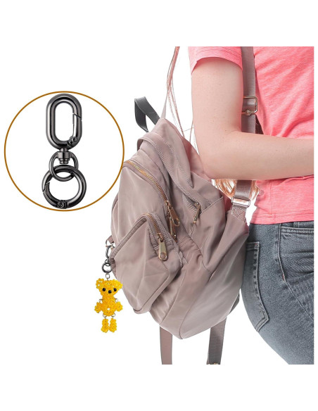 2 Clips de Llave Giratorios Winsyison de Zinc Negro 5x2 cm