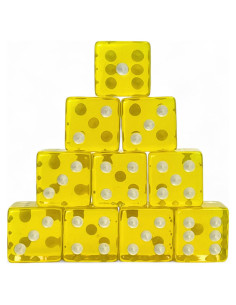 Luck Lab Paquete de 10 Dados D6 Acrílicos Amarillo 19 mm
