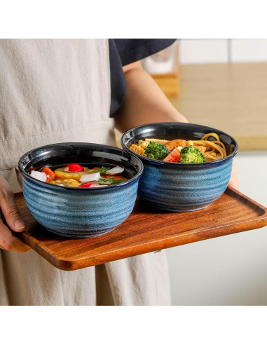 Juego de 6 Cuencos de Cerámica Hasense 590 ml Azul