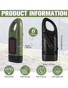Linternas de Manivela Solar Mudder 6 Pcs LED Emergencia 2