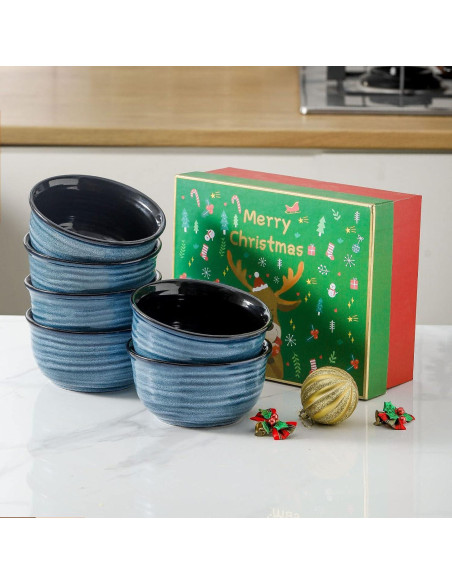 Juego de 6 Cuencos de Cerámica Hasense 590 ml Azul