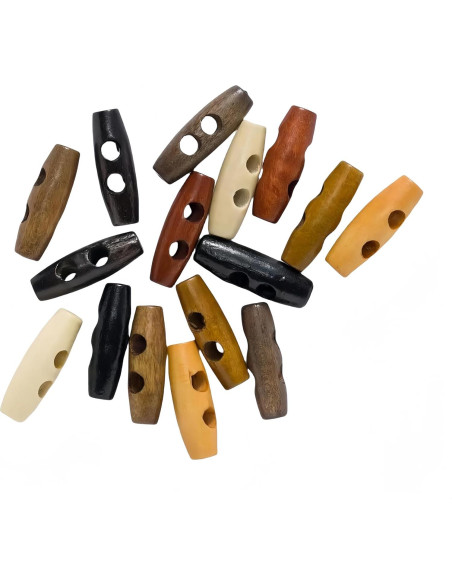 10 Botones de Aceituna WDFCSIX de Madera 30mm Beige 2 Agujeros