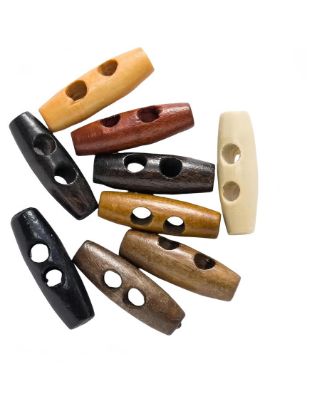 10 Botones de Aceituna WDFCSIX de Madera 30mm Beige 2 Agujeros