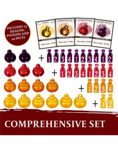 15 Fichas de Poción de Curación LYNX + 24 Dados D4 2