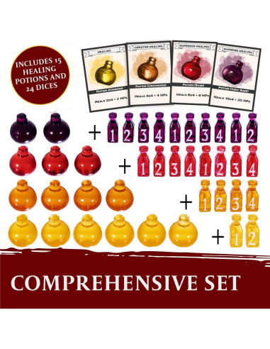 15 Fichas de Poción de Curación LYNX + 24 Dados D4