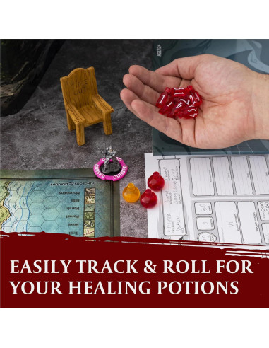 15 Fichas de Poción de Curación LYNX + 24 Dados D4