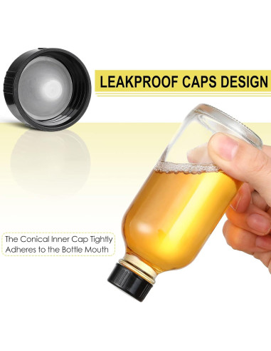 6 Botellas de Vidrio 120ml AOZITA con Tapas y Embudos