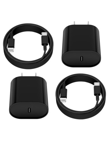 Cargador Rápido 20W USB C a Lightning 2Pack 1.83m Negro